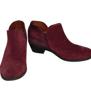 Vionic AMA Burgundy Wine Suede Leather Booties Size 9 Boots Orthaheel